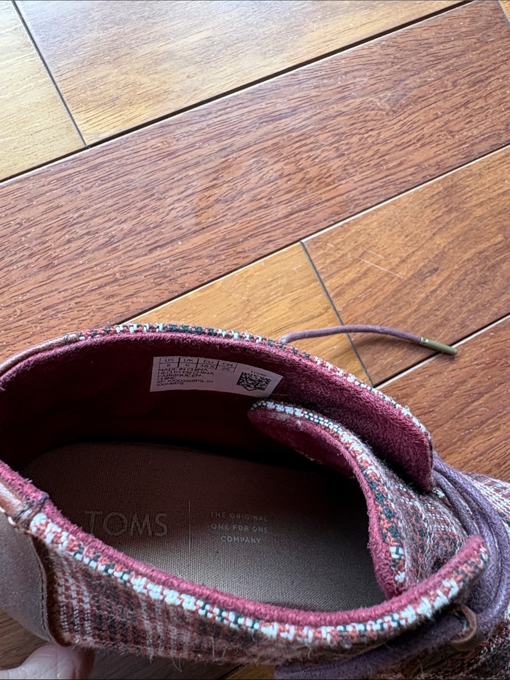 Toms Plaid Wedge Boots in Burgundy and Brown - Picture 4 of 5